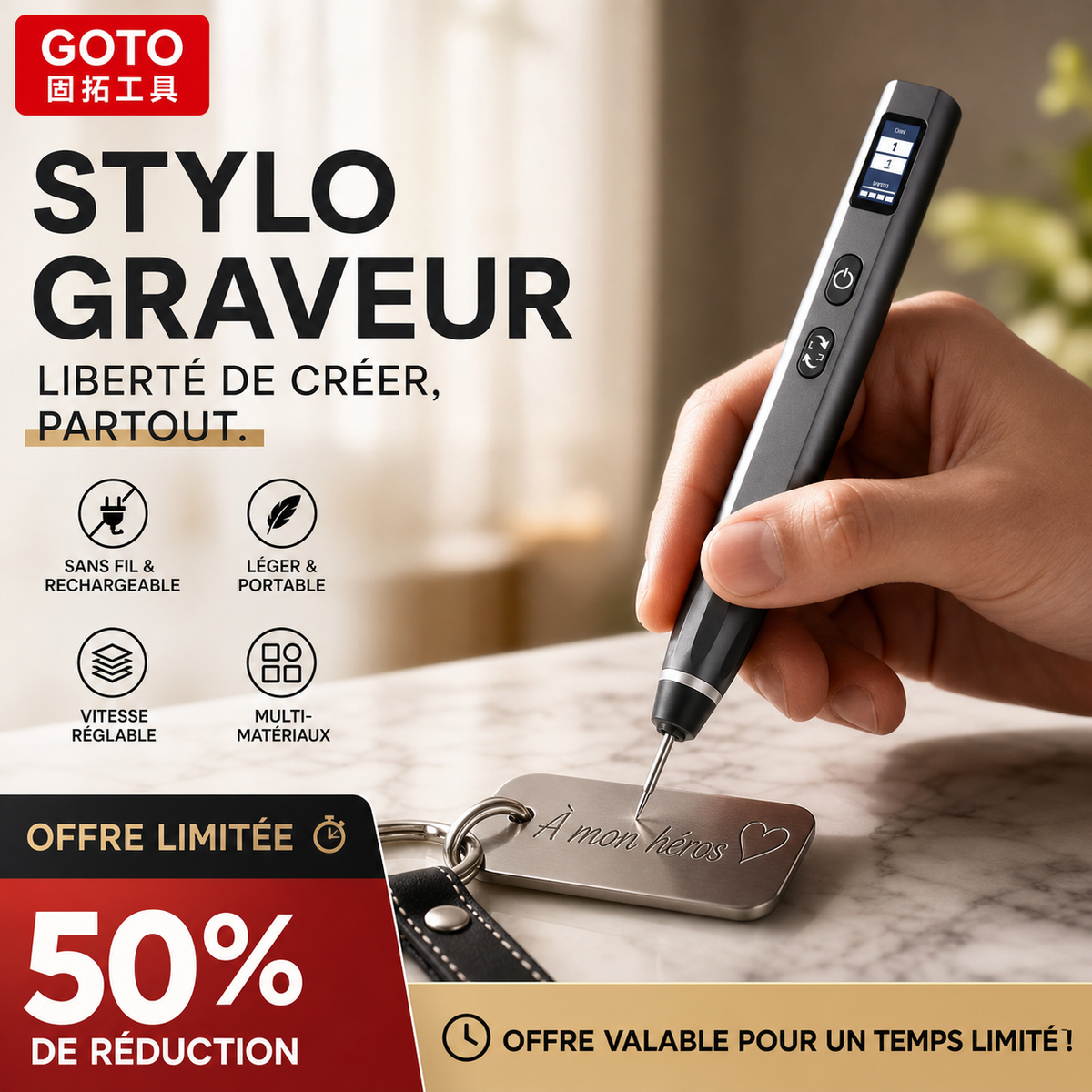 Graveur sans fil rechargeable