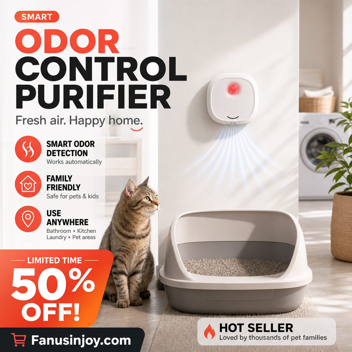 Dites adieu aux mauvaises odeurs avec lui ! Éliminateur d'odeurs pour animaux de compagnie intelligent et silencieux