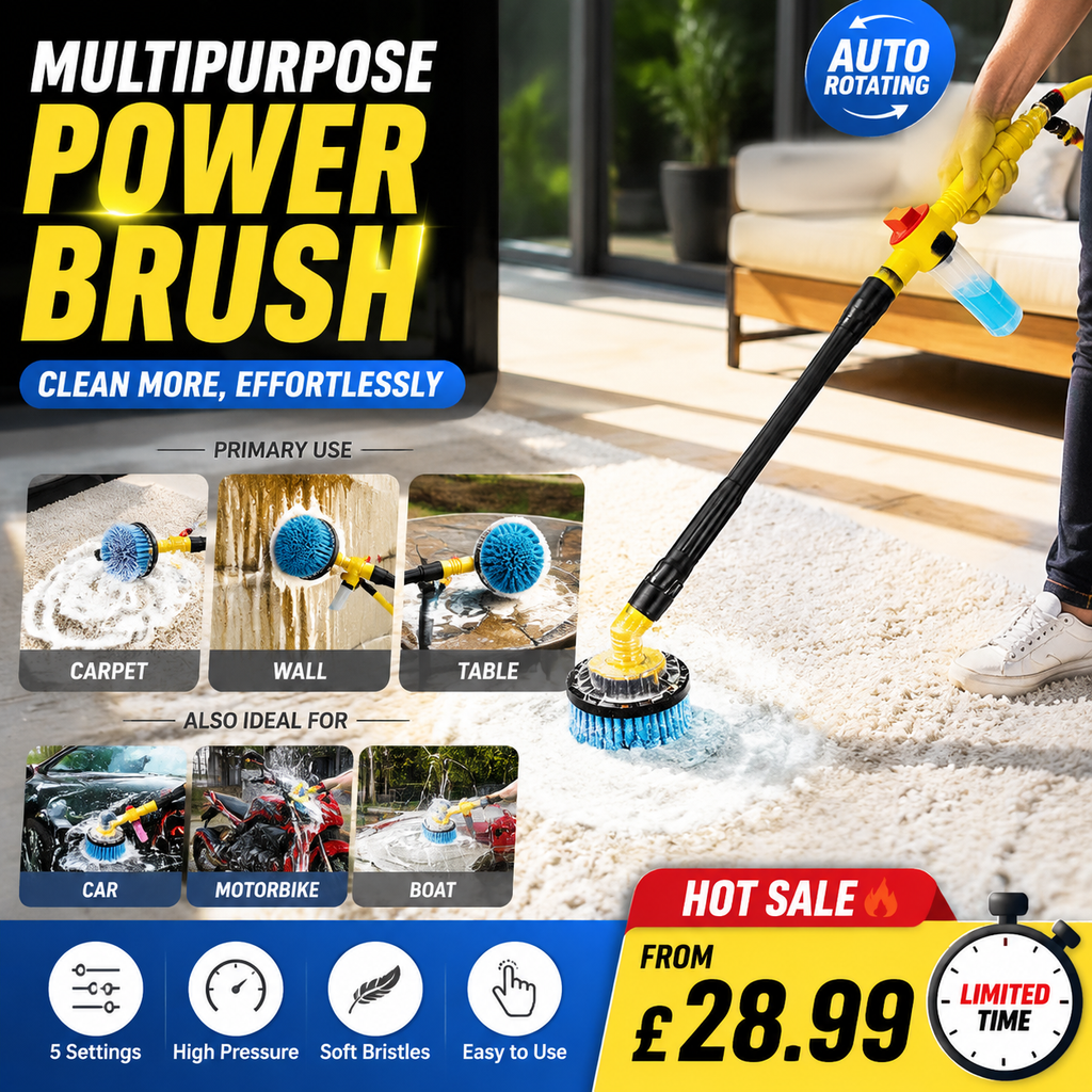 Brosse multifonctionnelle – Rotation automatique, 5 réglages et polyvalente. Pour une propreté éclatante, procurez-vous la vôtre !
