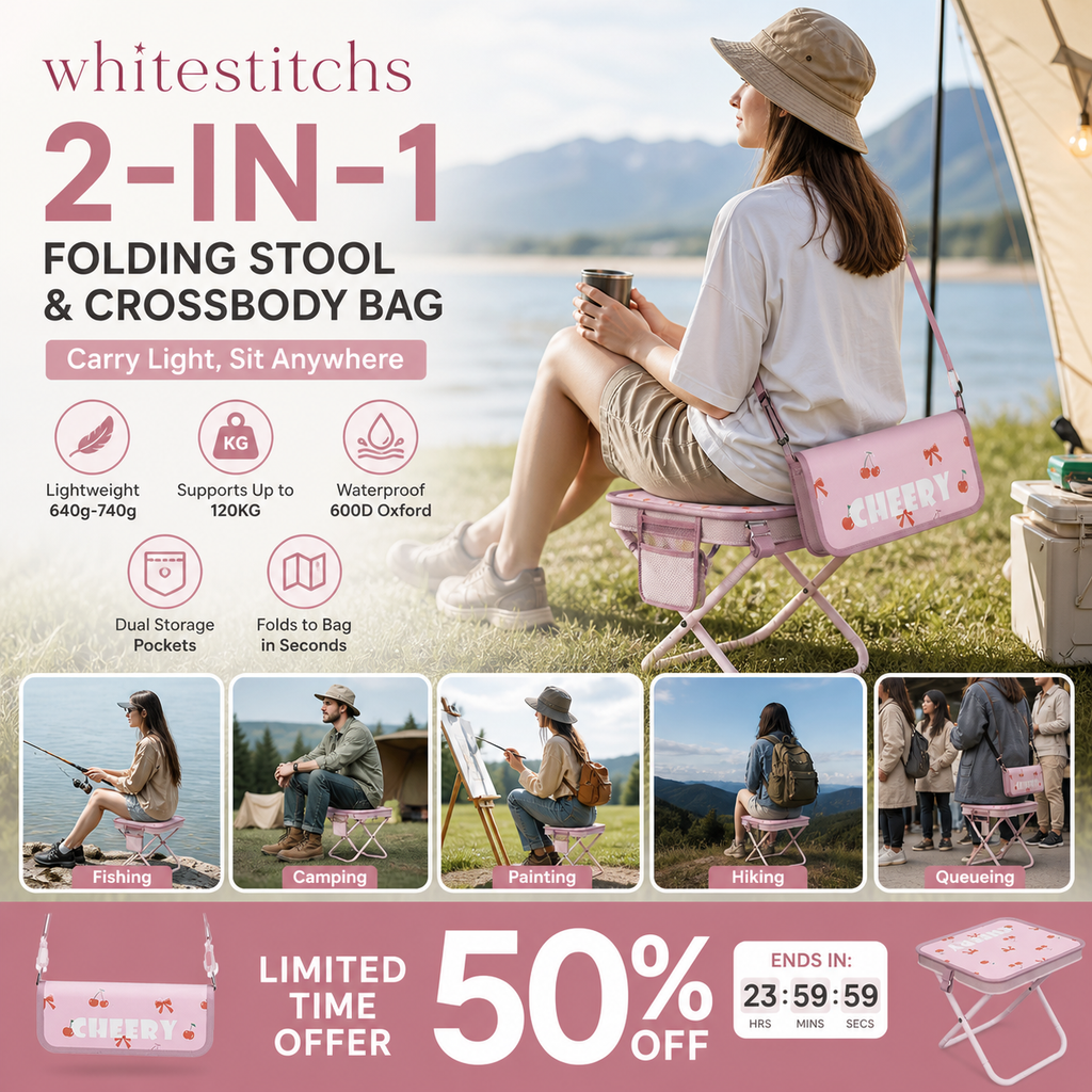 Chaise pliante d'extérieur 2-en-1 avec sac