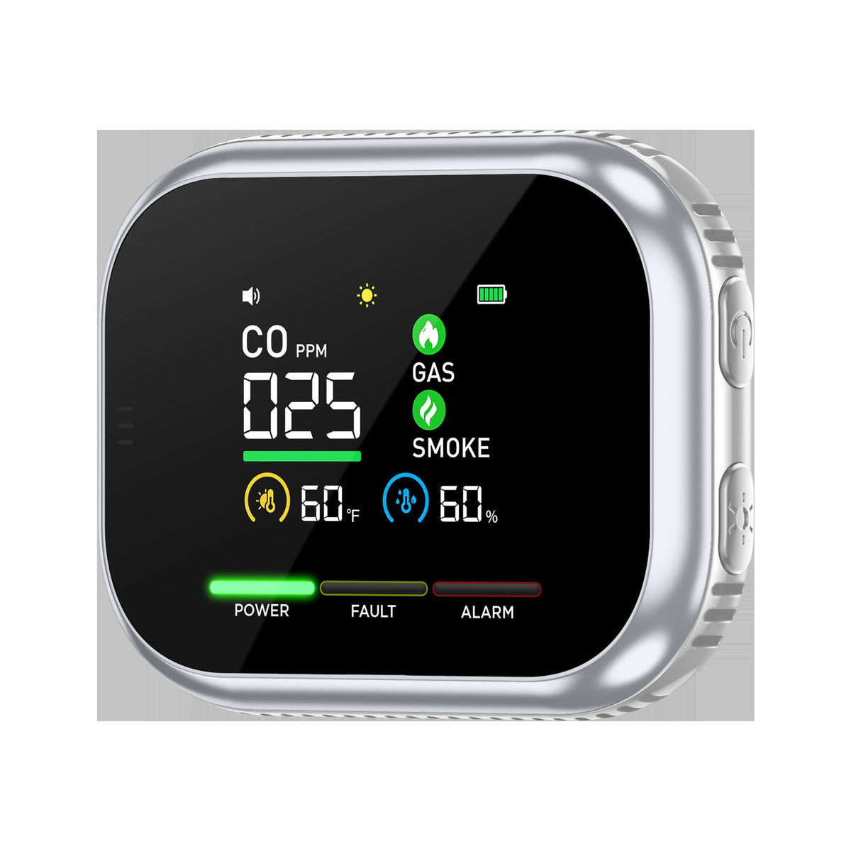 Alarme multi-gaz portable avec écran LCD et batterie de secours